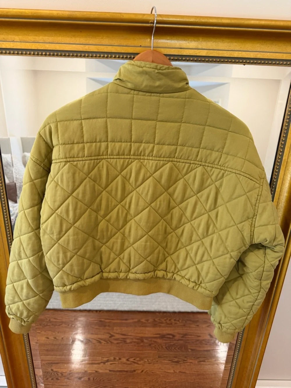 Quilted Bomber Jacket in Olive Green - Picture 3 of 3
